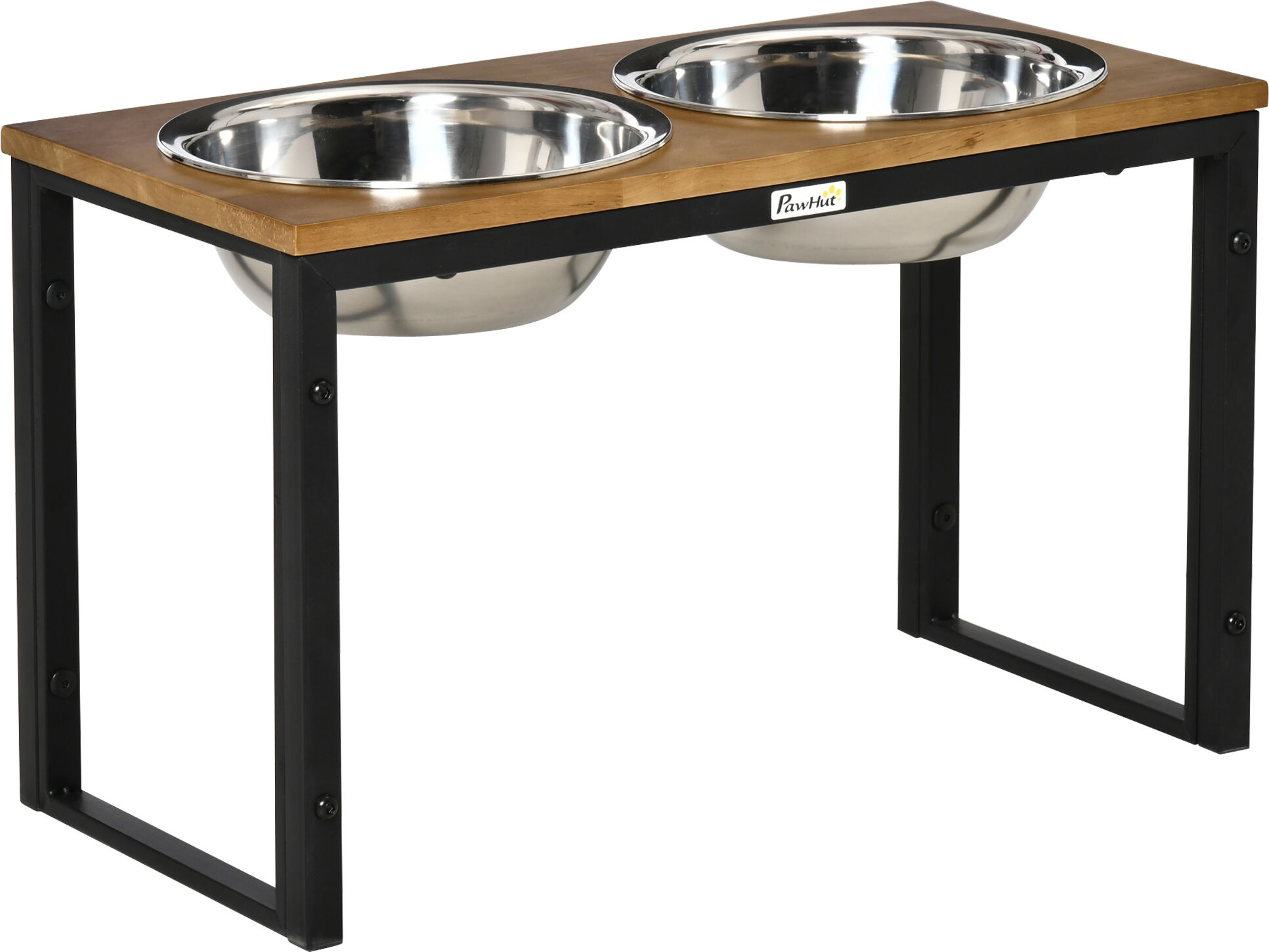 PawHut Oak Elevated Dog Bowls Stand for Large Medium Dogs Raised Dog Feeder   Aosom.com