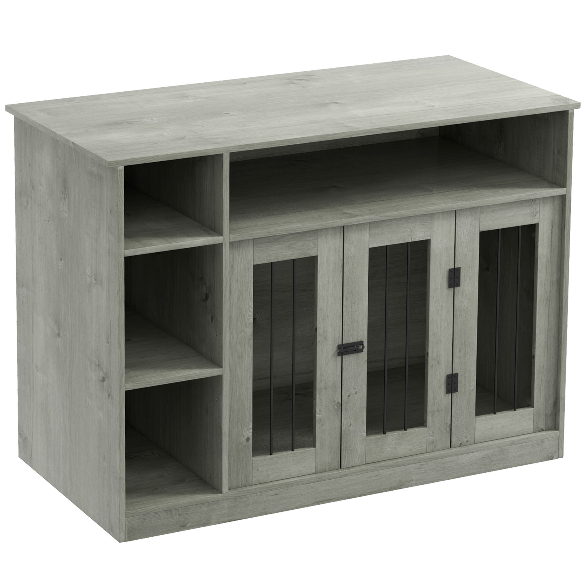 PawHut Elegant Dog Crate Furniture with Storage Gray Lockable Door Pet Cage for Medium Large Dogs 47 x 23.5 x 35   Aosom.com