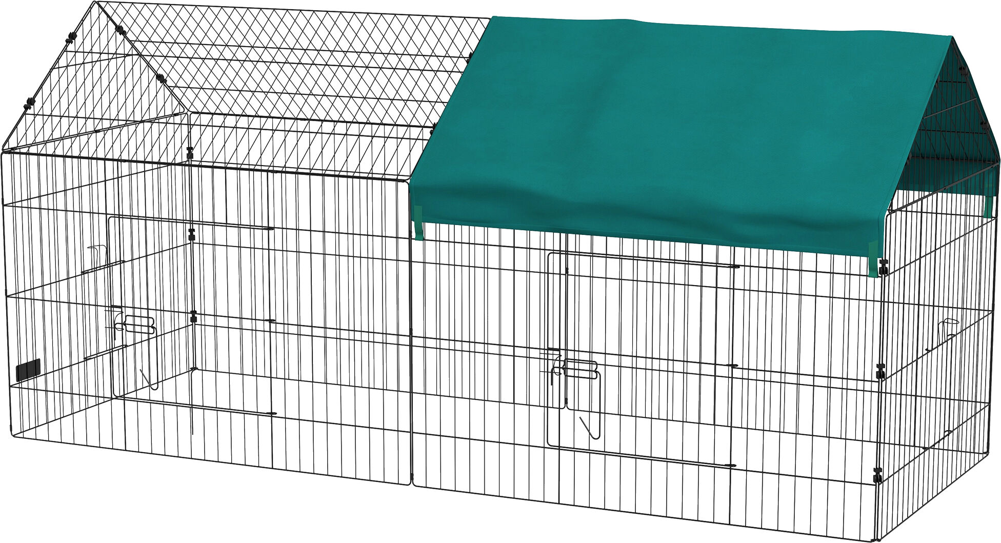 PawHut 87" Small Animal Playpen with with Roof for Rabbits, Chicken, Chinchillas for Indoor/Outdoor Use, Green