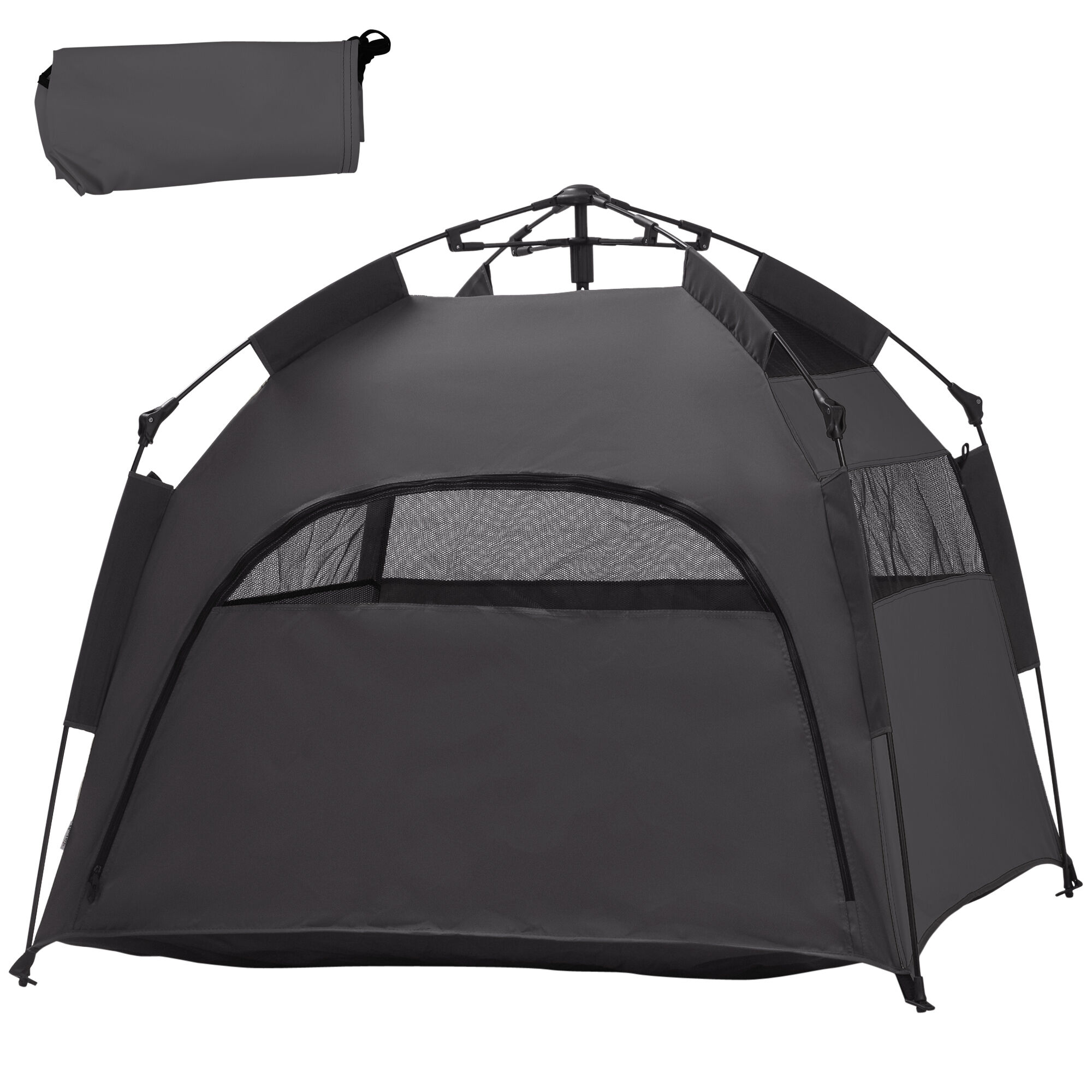 PawHut Pop Up Dog Tent for Extra Large and Large Dogs with Carry Bag, for Beach, Backyard, Home, Dark Gray