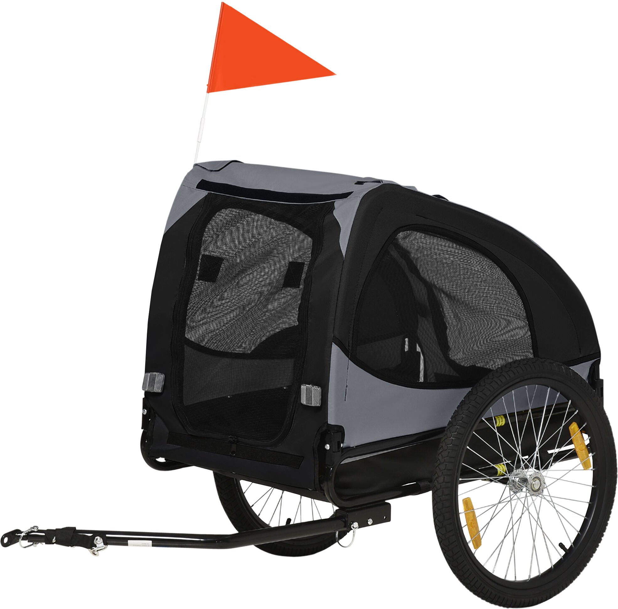 Aosom Medium Dog Bike Trailer with Hitch Coupler Quick Release Wheels Reflectors Safety Flag in Sleek Black   Aosom.com