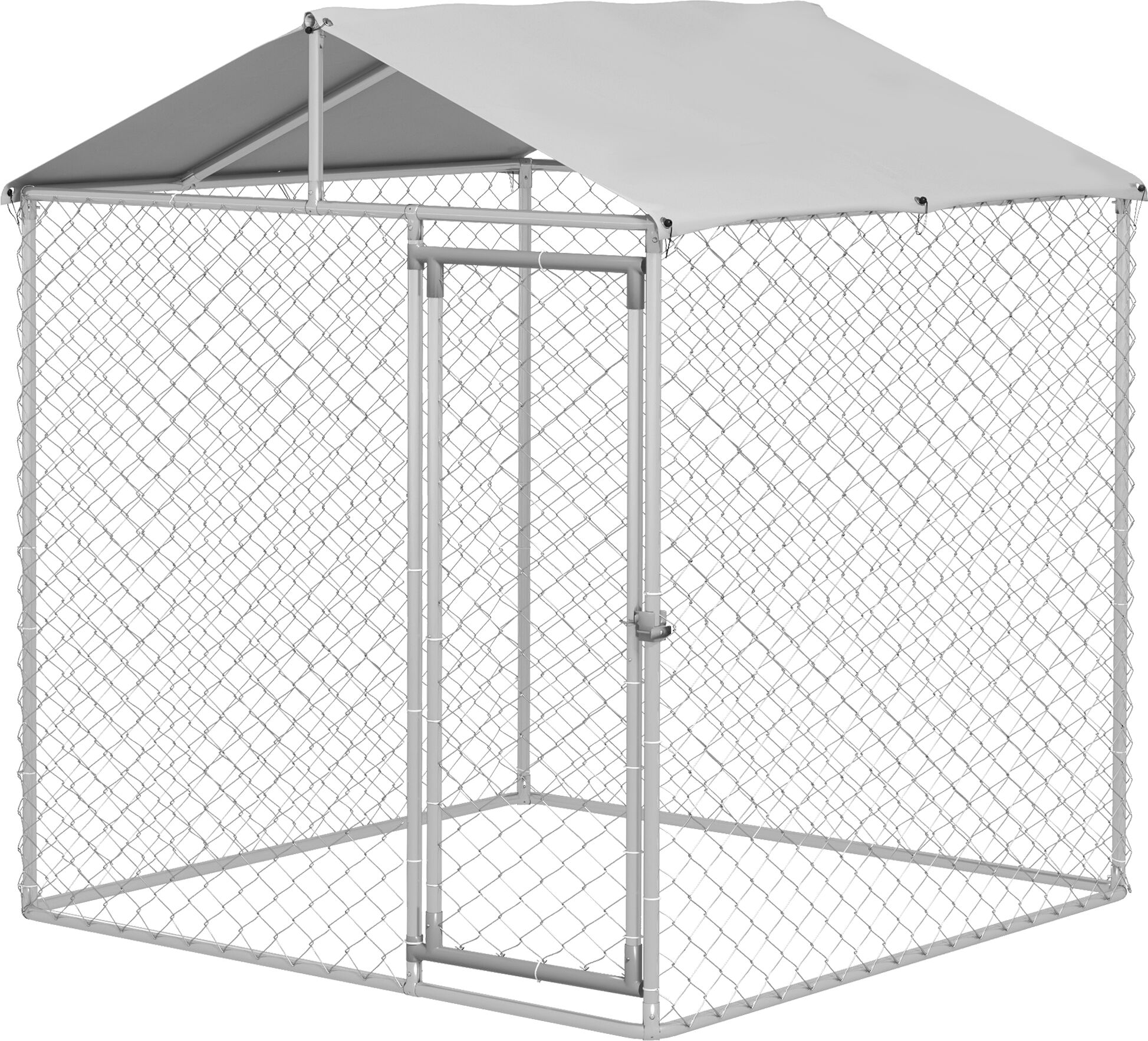 PawHut 6.6x6.6x7.8 Outdoor Dog Kennel for Small Medium Dogs w Waterproof Roof Silver   Aosom.com