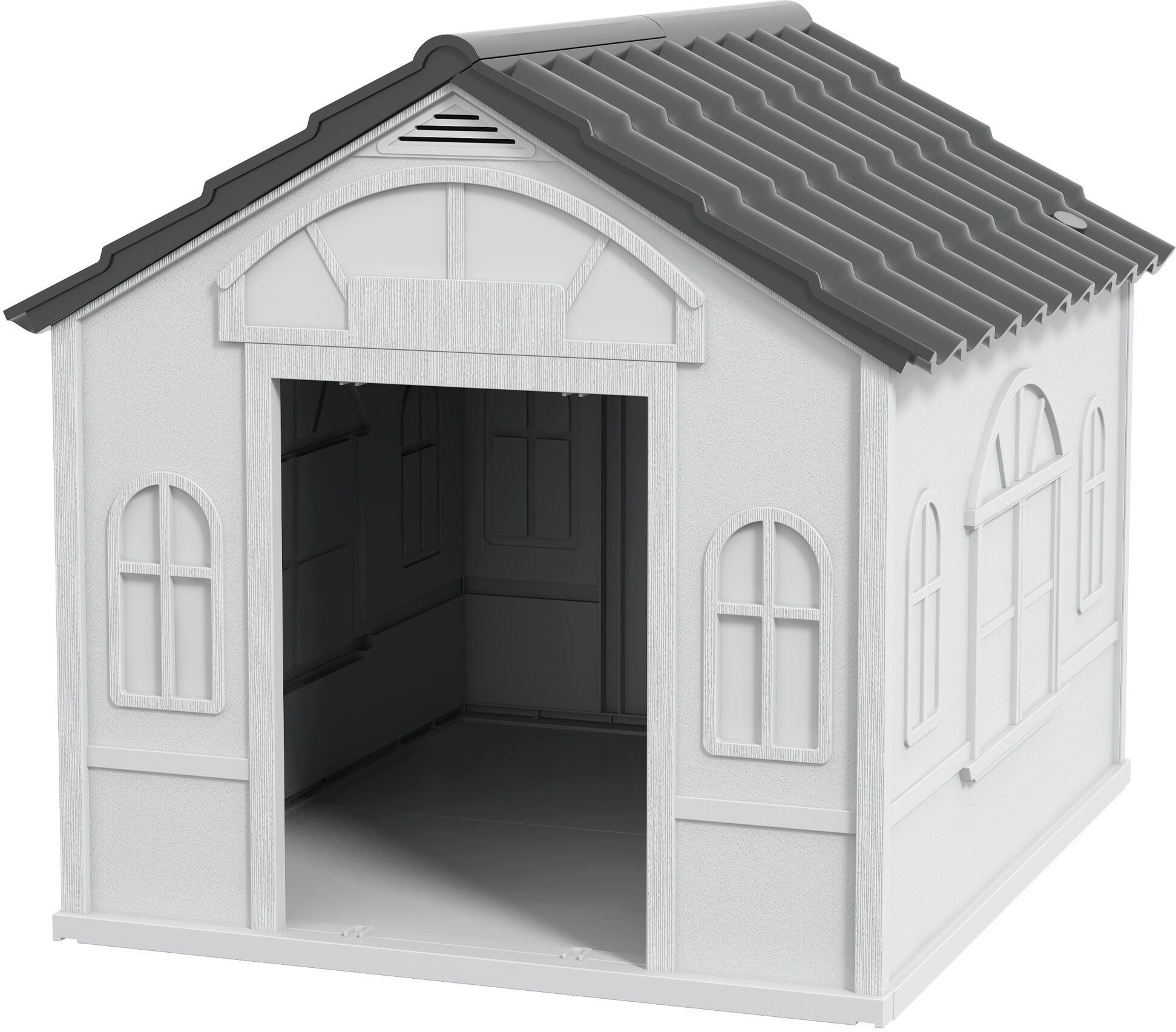 PawHut Cozy Pet House Water-Resistant Indoor/Outdoor Puppy Shelter Gray for Small/Medium Dogs Easy to Install   Aosom.com