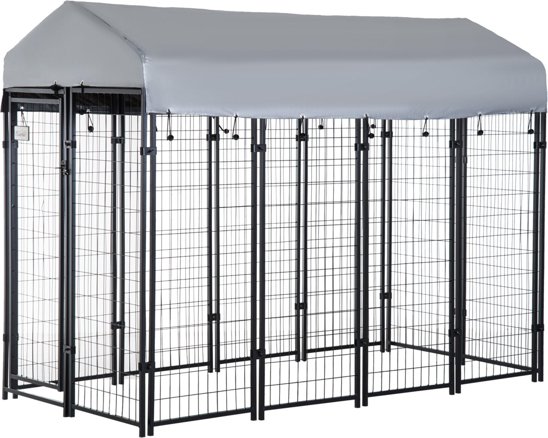 PawHut Outdoor Dog Kennel for Large Dogs 8 x 4 x 6 Fence with UV-Resistant Oxford Cloth Roof Secure Lock Exercise Pen Black   Aosom.com