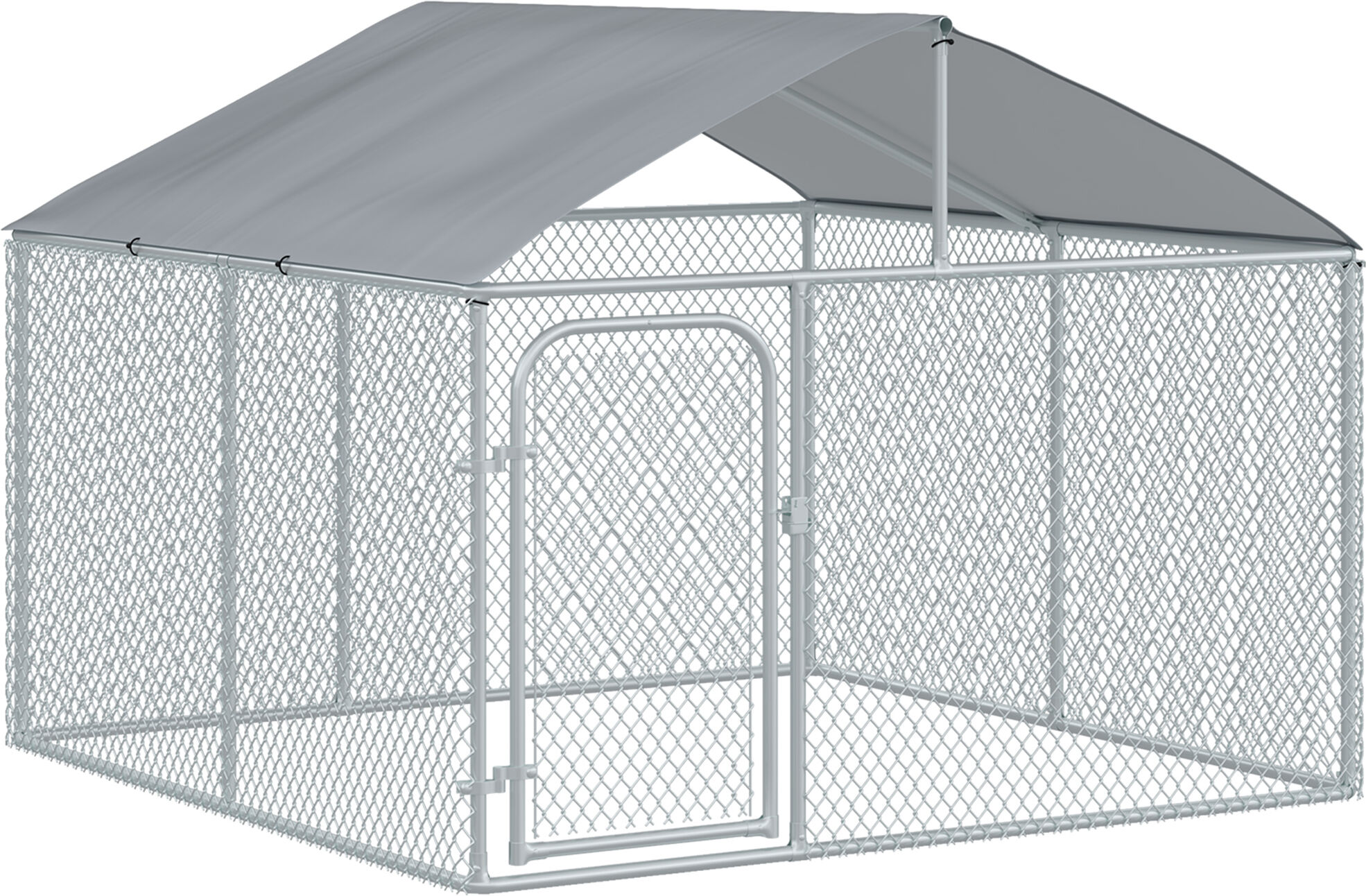 PawHut Heavy Duty Dog Kennel Outdoor Playpen w/ Galvanized Steel Secure Lock Mesh Sidewalls Waterproof Cover for Backyard & Patio   Aosom.com Pet Care