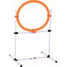 PawHut Dog Agility Training Jump Ring Tire Hoop Set Hurdle Bar Speed Equipment White Orange   Aosom.com