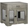 PawHut Luxury Dog Crate Furniture with Cushion Gray Dog Crate End Table Drawer 2 Doors Small Dogs Cage   Aosom.com