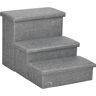 PawHut 3-Steps Pet Stairs with Storage, Dog Steps for Couch, Bed, Pet Steps for Injured Pet, Older Pets, Small Cats, Gray