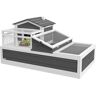 PawHut Wooden Tortoise House for Small Animals Indoor-Outdoor, with Balcony, Tray, Openable Roofs, 44" x 25.5" x 25"