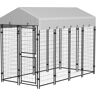 PawHut 7.8' x 6' Outside Dog Kennel with Waterproof Canopy, Two Parts Design Door for Large Door, Silver