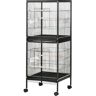 PawHut Mobile 55" Dual-Use Bird Cage Aviary for Finches Budgies with Easy Move Wheels Sleek Black   Aosom.com