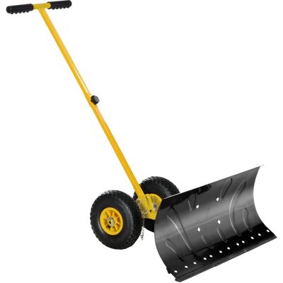 Outsunny Heavy-Duty Snow Shovel Rolling Pusher with 29'' Blade, 10'' Wheels and Angle-Adjustable Handle Yellow Outsunny Heavy-Duty Snow Shovel Rolling Pusher with 29'' Blade, 10'' Wheels and Angle-Adjustable Handle Yellow