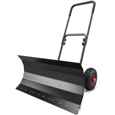 Outsunny Snow Shovel with Wheels, 29" x 16.5" Metal Snow Pusher with Adjustable Handle, 5-Angle Blade for Driveway, Black Outsunny Snow Shovel with Wheels, 29" x 16.5" Metal Snow Pusher with Adjustable Handle, 5-Angle Blade for Driveway, Black