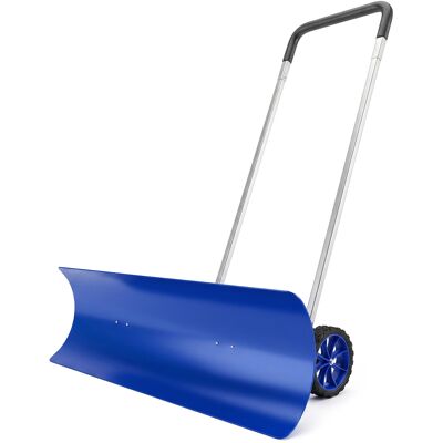 Outsunny 37-Inch Extra Wide Snow Shovel with Wheels, Heavy Duty Aluminum Snow Pusher with Ergonomic Adjustable Handle, Blue Outsunny 37-Inch Extra Wide Snow Shovel with Wheels, Heavy Duty Aluminum Snow Pusher with Ergonomic Adjustable Handle, Blue