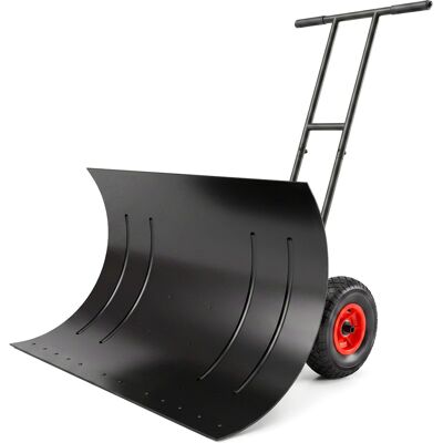 Outsunny Snow Shovel with Wheels, 29" Metal Snow Pusher with Adjustable Handle, 7-Angle Blade, Wear Strip for Driveway, Black Outsunny Snow Shovel with Wheels, 29" Metal Snow Pusher with Adjustable Handle, 7-Angle Blade, Wear Strip for Driveway, Black