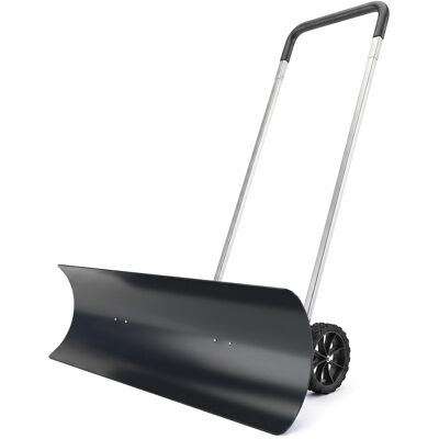 Outsunny 37-Inch Extra Wide Snow Shovel with Wheels, Heavy Duty Aluminum Snow Pusher with Ergonomic Adjustable Handle, Black Outsunny 37-Inch Extra Wide Snow Shovel with Wheels, Heavy Duty Aluminum Snow Pusher with Ergonomic Adjustable Handle, Black