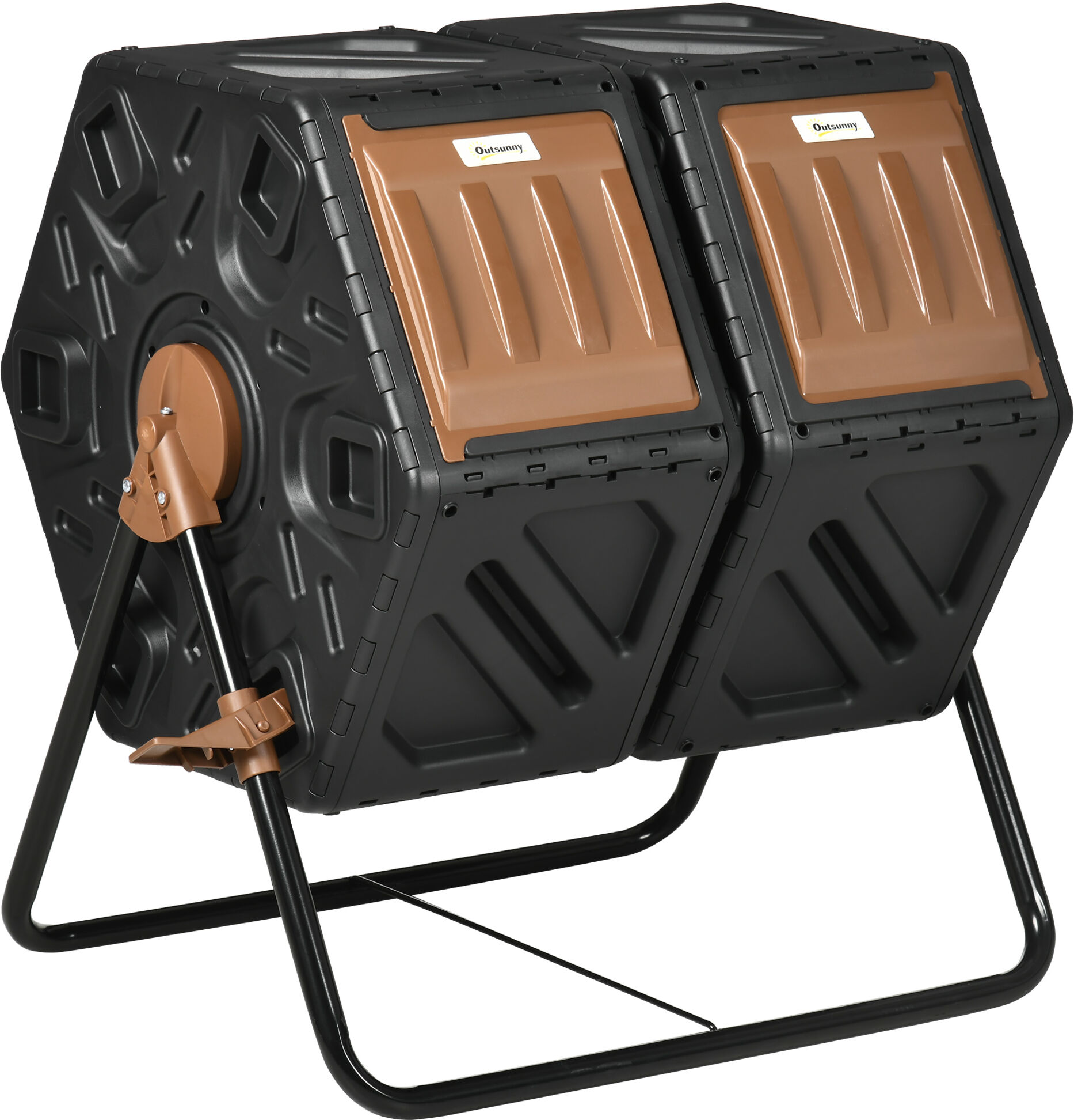 Outsunny Dual Rotating Compost Bin 34.5 Gallon Tumbler with Ventilation and Steel Legs   Aosom.com Eco-Friendly Gardening