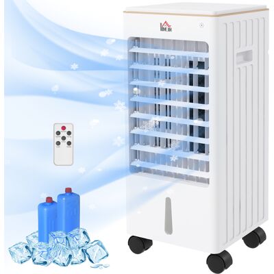 HOMCOM Room Air Cooler with Ice Packs, Ice Cooling Fan Water Conditioner Humidifier Unit with Remote, Timer, Wheels HOMCOM Room Air Cooler with Ice Packs, Ice Cooling Fan Water Conditioner Humidifier Unit with Remote, Timer, Wheels
