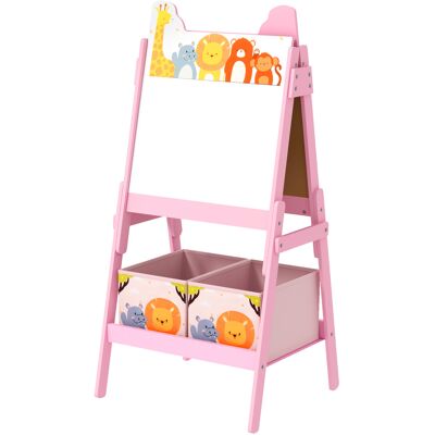 Qaba Doubel-Sided Easel for Kids w/ Whiteboard, Chalkboard, Storage Boxes, Blue Qaba Doubel-Sided Easel for Kids w/ Whiteboard, Chalkboard, Storage Boxes, Blue