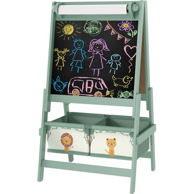 Qaba Art Easel for Kids, Double-Sided Whiteboard & Chalkboard with Paper Roll, Storage Baskets for Toddlers Ages 3-8, Green Qaba Art Easel for Kids, Double-Sided Whiteboard & Chalkboard with Paper Roll, Storage Baskets for Toddlers Ages 3-8, Green