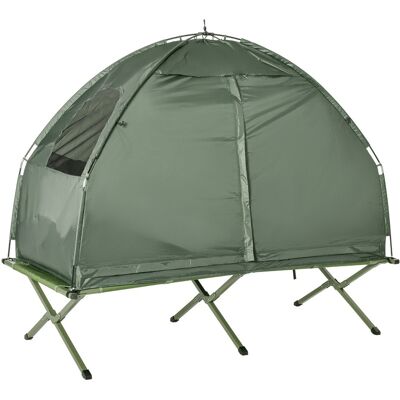 Outsunny Folding Camping Cot for Adults All-in-One Elevated Tent with Sleeping Bag Thick Air Mattress Portable Single Bed Aosom.com Outsunny Folding Camping Cot for Adults All-in-One Elevated Tent with Sleeping Bag Thick Air Mattress Portable Single Bed Aosom.com