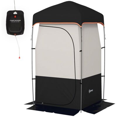 Outsunny Camping Shower Tent, Portable Privacy Shelter with Solar Shower Bag, Removable Floor and Carrying Bag, Black Outsunny Camping Shower Tent, Portable Privacy Shelter with Solar Shower Bag, Removable Floor and Carrying Bag, Black