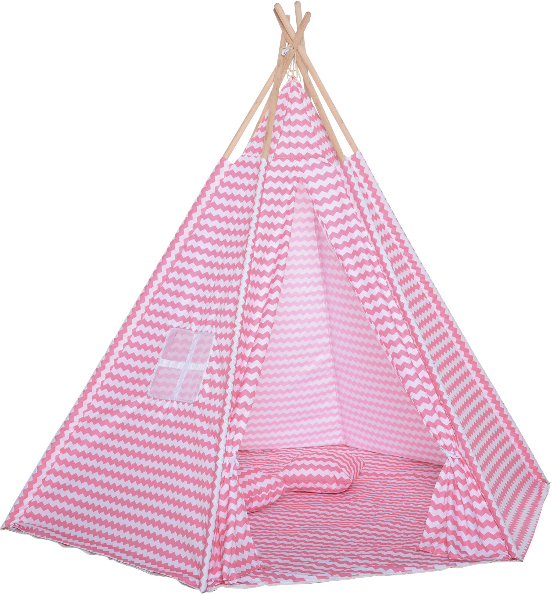 Qaba Kids Teepee Play Tent Portable Toy with Mat Pillow Carry Case Indoor Outdoor Games Pink