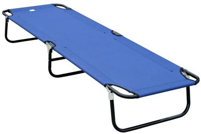 Outsunny Deluxe Folding Military-style Camping Cot - Blue