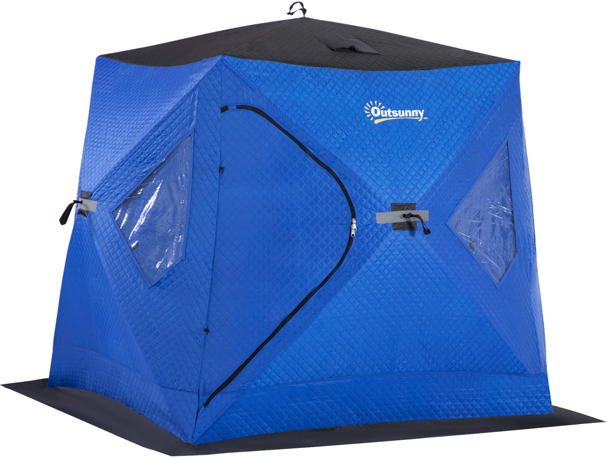 Outsunny 2 Person Insulated Ice Fishing Shanty Pop-Up Portable Ice Fishing Tent with Carry Bag and Anchors for -22℉, Dark Blue