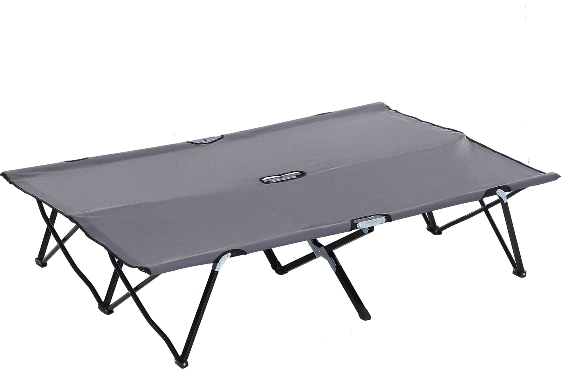 Outsunny 2 Person Folding Camping Cot for Adults, 50" Extra Wide Outdoor Portable Sleeping Cot with Carry Bag, Beach Hiking