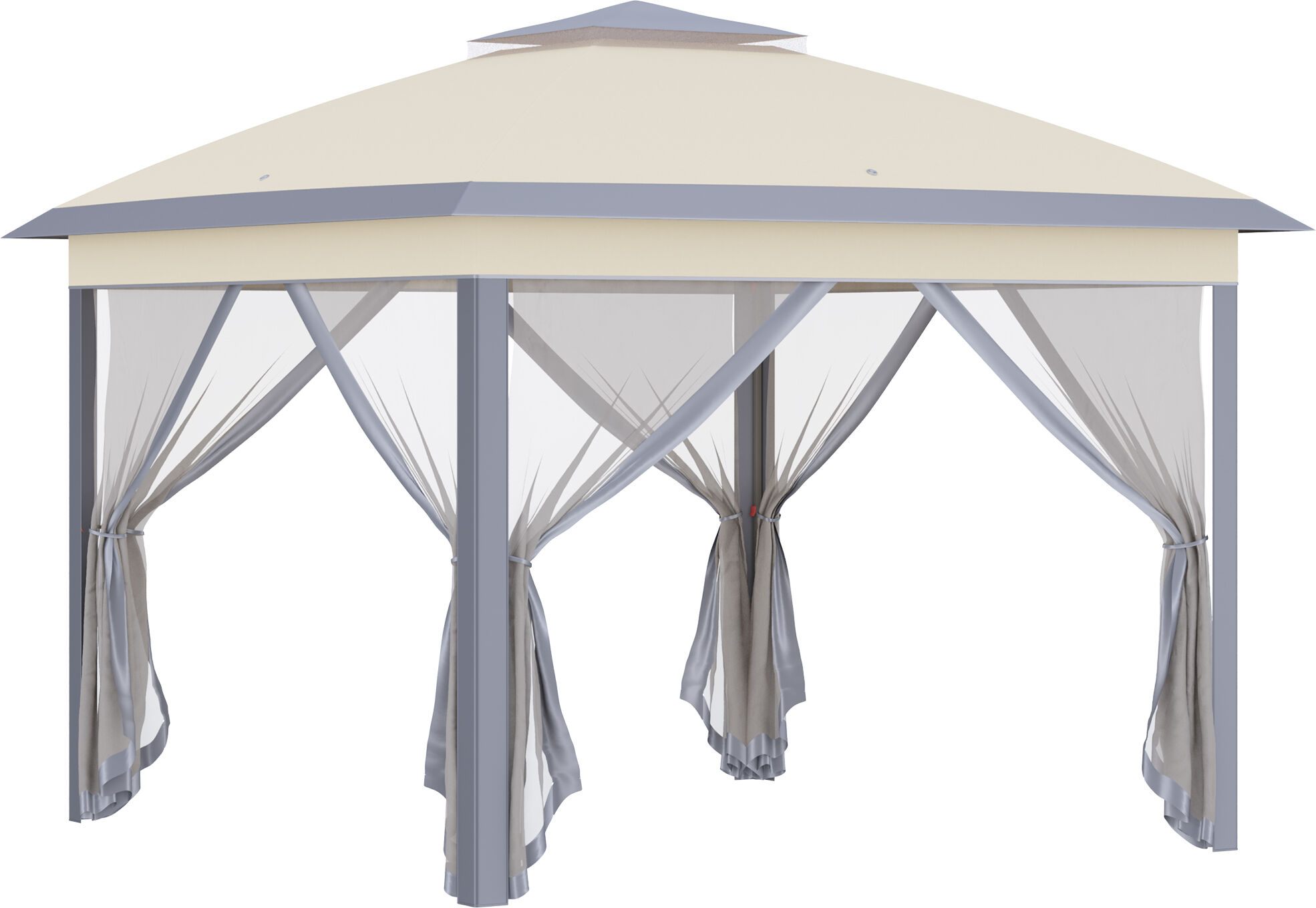 Outsunny 11' x 11' Pop Up Canopy, Double Roof Foldable Canopy Tent with Zippered Mesh Sidewalls, Height Adjustable and Carrying Bag