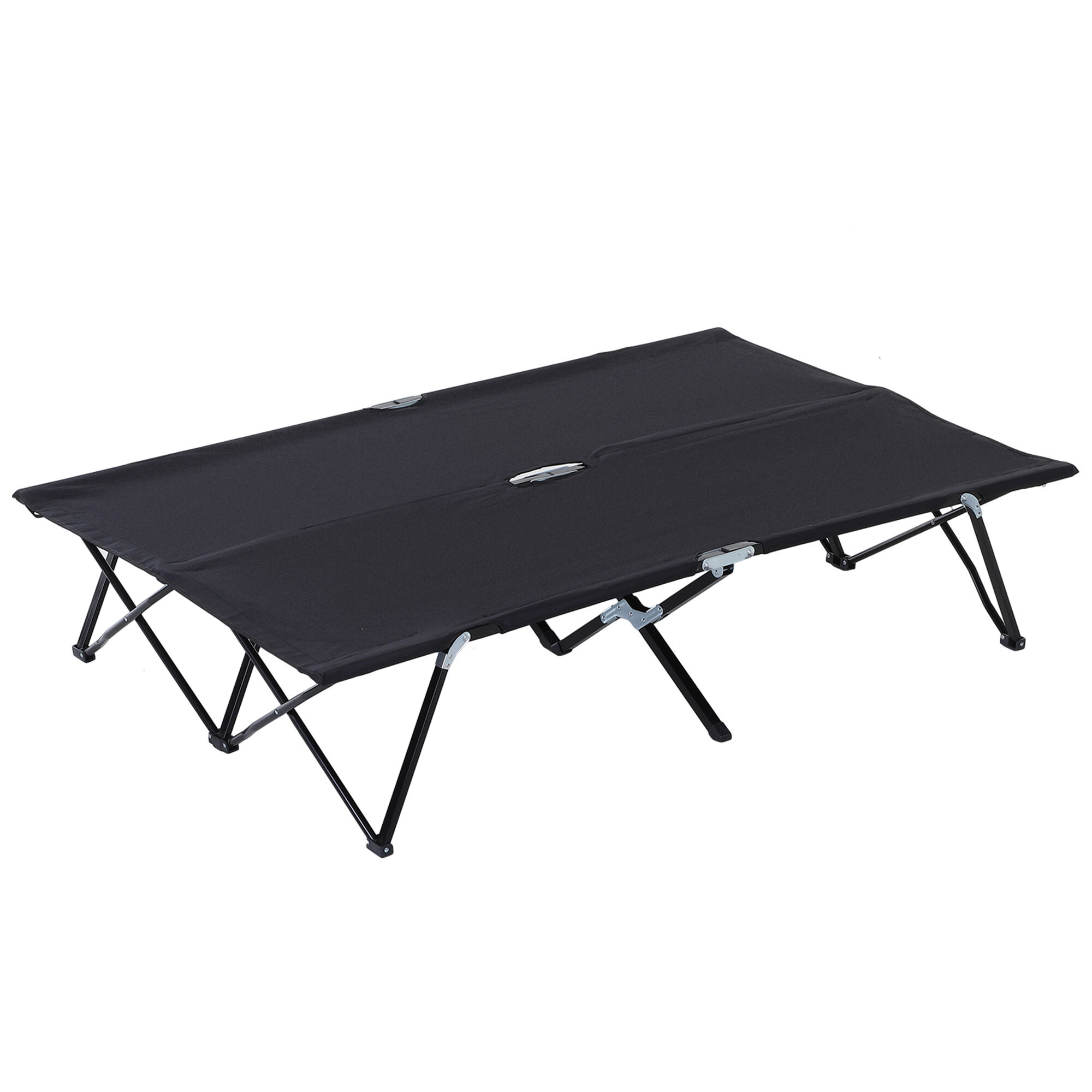 Outsunny 2 Person Folding Camping Cot for Adults, 50" Extra Wide Outdoor Portable Sleeping Cot with Carry Bag, Elevated Camping Bed, Beach Hiking