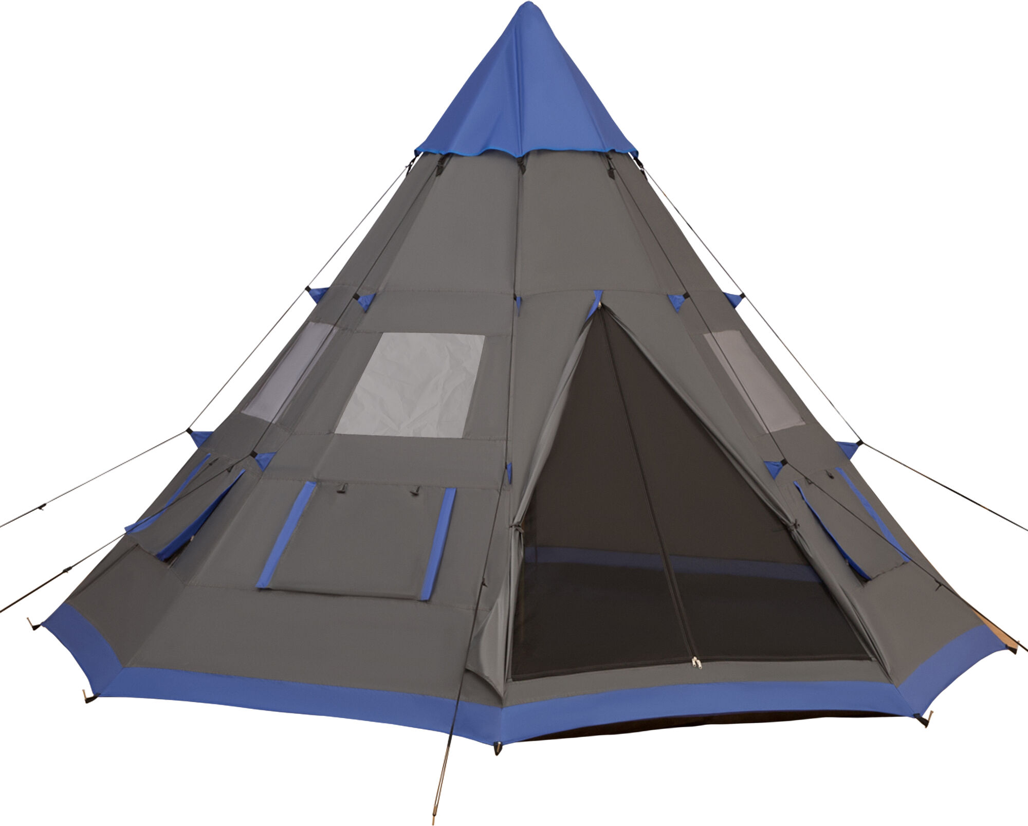 Outsunny Large 6-Person Metal Teepee Camping Tent with Weather Protection  Portable Design  and Included Carrying Bag