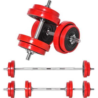 Soozier Adjustable Barbell Weight Set 44 Lbs 2-in-1 Dumbbell Home Gym Strength Training for Arms Shoulders Back Red Black Aosom.com Soozier Adjustable Barbell Weight Set 44 Lbs 2-in-1 Dumbbell Home Gym Strength Training for Arms Shoulders Back Red Black Aosom.com