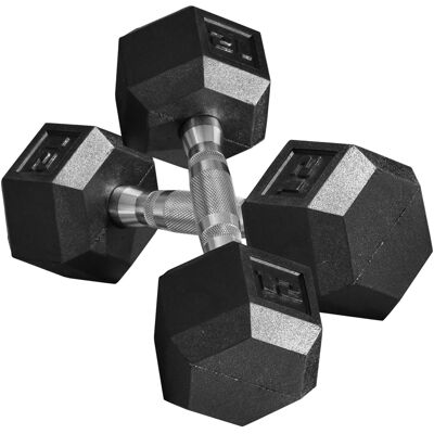 Soozier Hex Rubber Dumbbell Set, Non-Slip Handles, Anti-Roll for Home Gym Workout Aosom.com Soozier Hex Rubber Dumbbell Set, Non-Slip Handles, Anti-Roll for Home Gym Workout Aosom.com