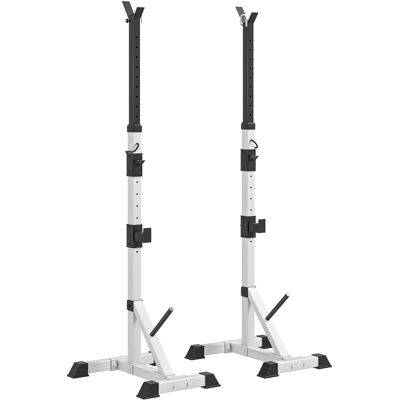 Soozier 2-Piece Pair Steel Height Adjustable Barbell stand, Home Gym Squat Rack and Bench Press, Home weightlifting equipment Aosom.com Soozier 2-Piece Pair Steel Height Adjustable Barbell stand, Home Gym Squat Rack and Bench Press, Home weightlifting equipment Aosom.com
