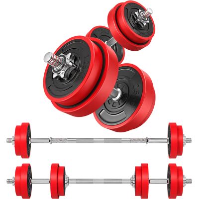 Soozier Adjustable Barbell Weight Set 44 Lbs 2-in-1 Dumbbell Home Gym Strength Training for Arms Shoulders Back Red Black Aosom.com Soozier Adjustable Barbell Weight Set 44 Lbs 2-in-1 Dumbbell Home Gym Strength Training for Arms Shoulders Back Red Black Aosom.com