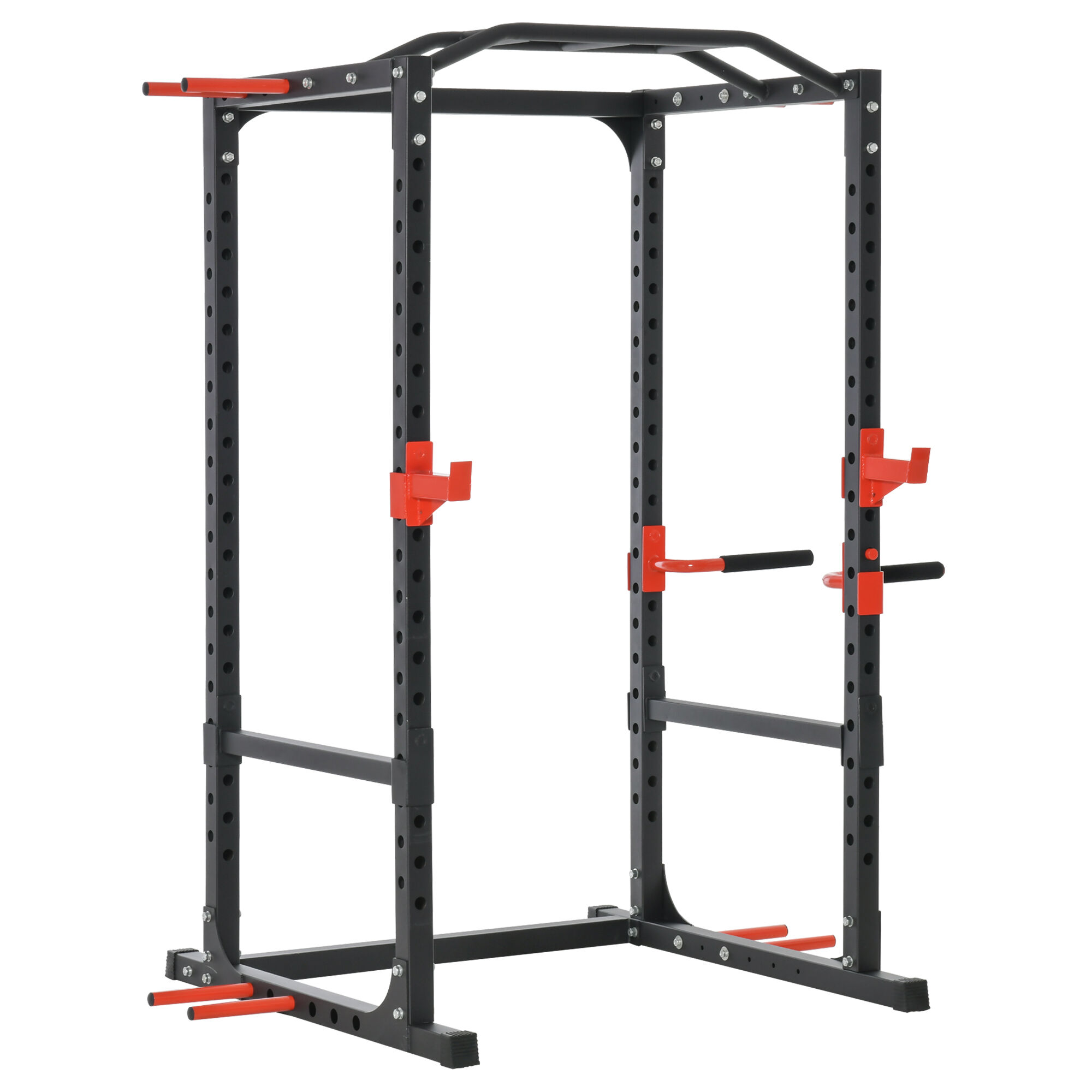 Soozier Power Tower Squat Cage, Adjustable Multi-Function Home Gym Weightlifting Exercise Workout Station, Black