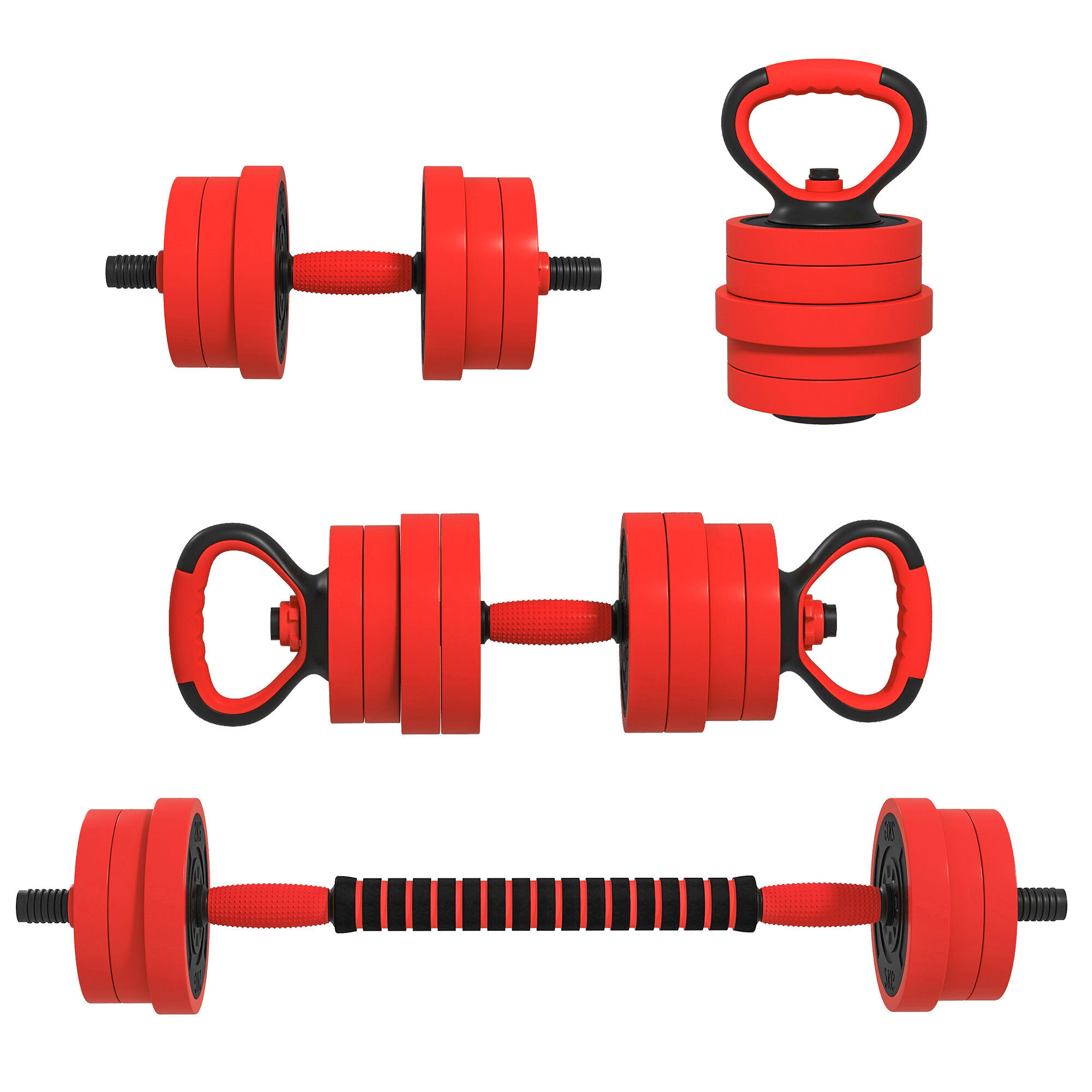 Soozier Home Gym 4-in-1 Adjustable Dumbbell Set 55lbs for Full Body Workout Versatile Fitness Equipment   Aosom.com