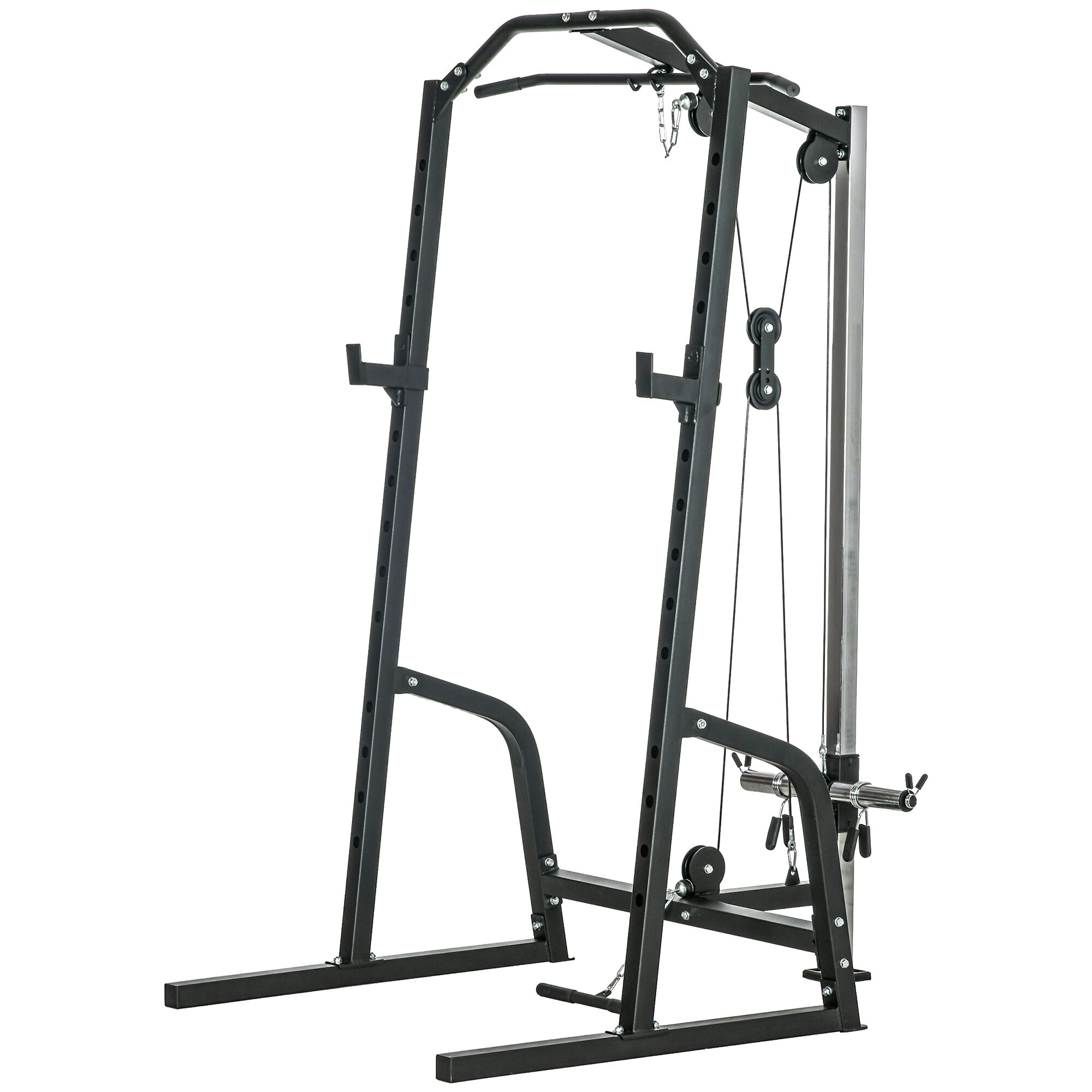 Soozier Power Cage Power Rack with 15-Level Squat Rack, Cable Pulley System, Pull up Stand and Push up Stand