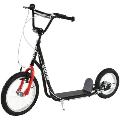 Aosom Kick Scooter with Adjustable Handlebar, Teens Ride On Toy w/ Front and Rear Dual Brakes Inflatable Wheels, For 5+, Black Aosom Kick Scooter with Adjustable Handlebar, Teens Ride On Toy w/ Front and Rear Dual Brakes Inflatable Wheels, For 5+, Black