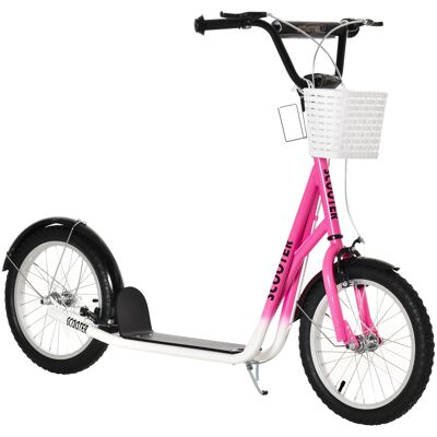 Aosom kids Scooter, Kick Scooter with Adjustable Handlebars, Double Brakes, Inflatable Rubber Tires, Basket, Cupholder, Mudguard, Pink Aosom.com Aosom kids Scooter, Kick Scooter with Adjustable Handlebars, Double Brakes, Inflatable Rubber Tires, Basket, Cupholder, Mudguard, Pink Aosom.com