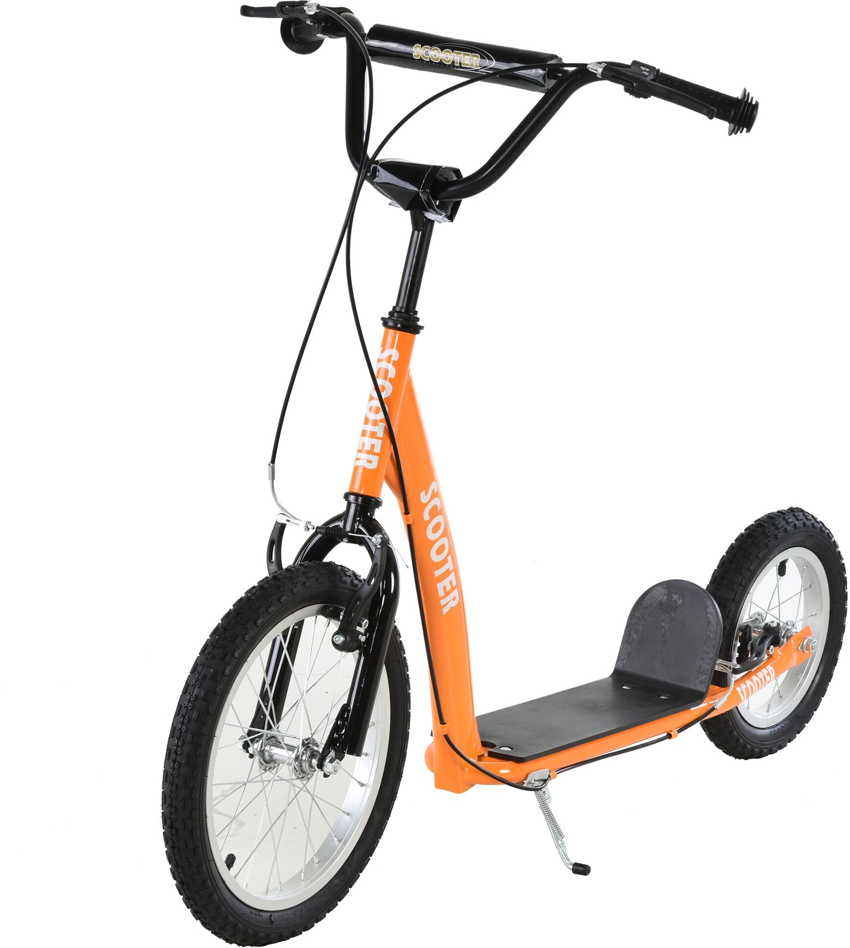 Aosom Adjustable Kick Scooter for Kids & Youth with Dual Brakes, Inflatable Wheels, Orange   Aosom.com