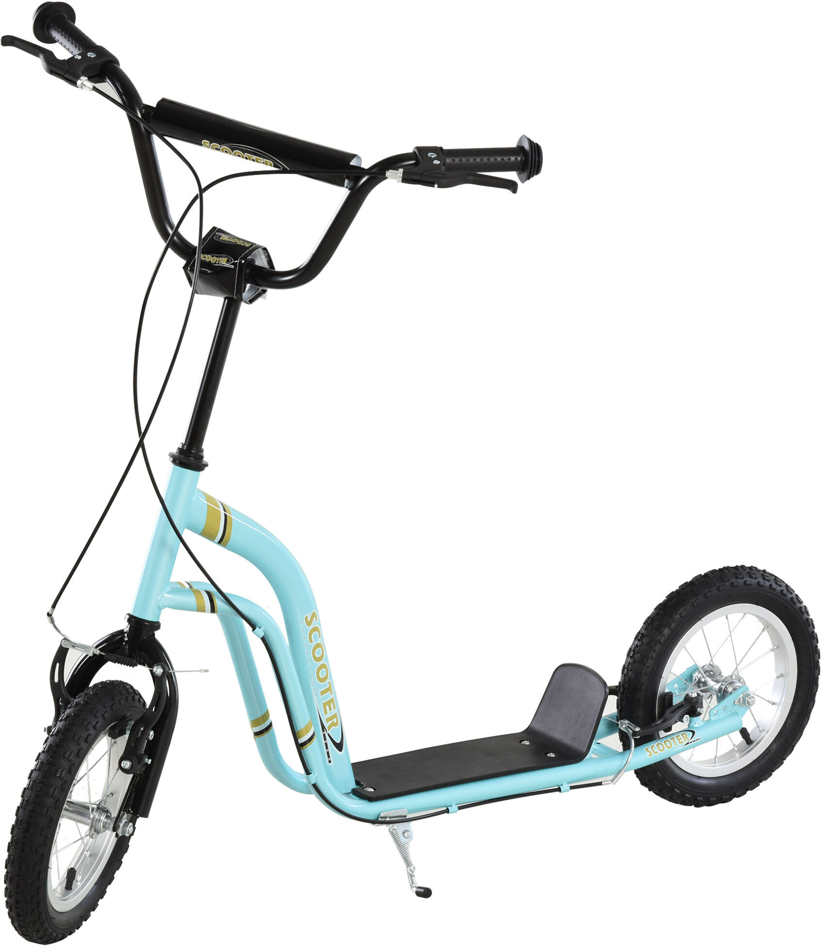 Aosom Youth Scooter Blue with Front Rear Caliper Dual Brakes 12-Inch Inflatable Wheel for Ages 5+   Aosom.com