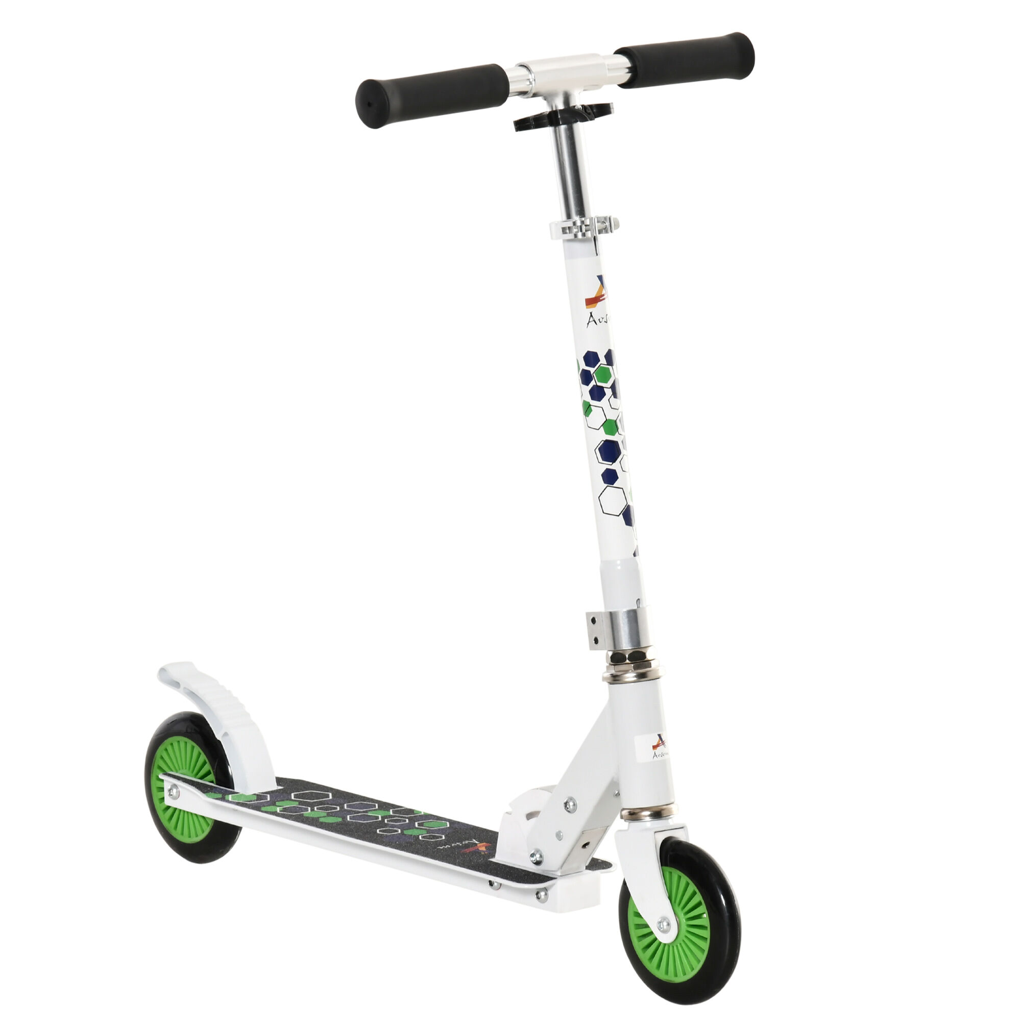 Aosom White Folding Kick Scooter, Adjustable Handlebar, Dual Brake System, Kickstand, Secure Rides   Aosom.com