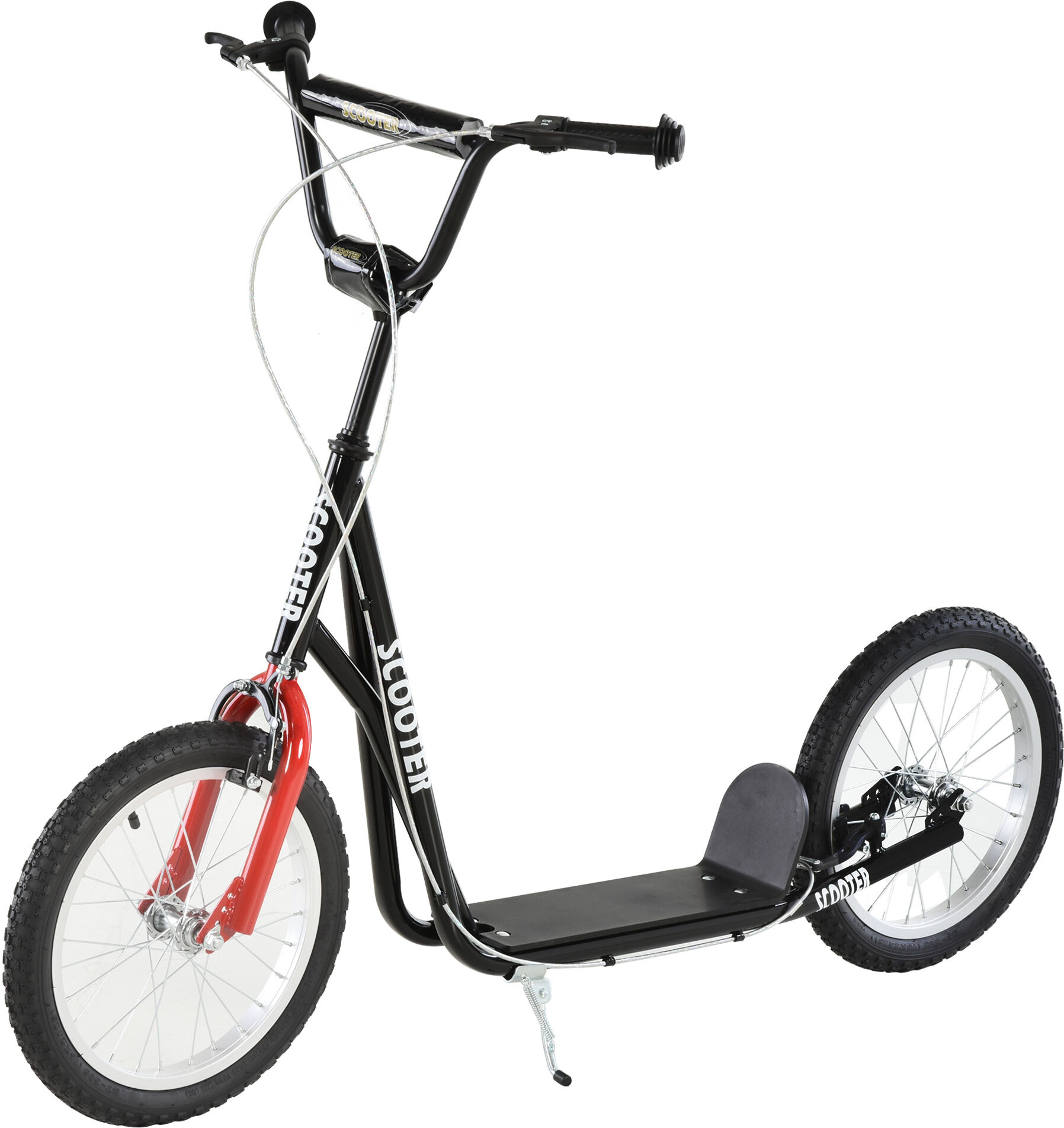 Aosom Kids Kick Scooter with Adjustable Handlebar, Dual Rear Brakes, Inflatable Wheels, Black   Aosom.com