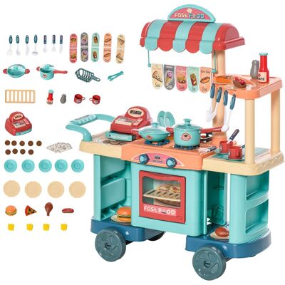 Qaba Kids Kitchen Playstand Food Stand with Play Food, Cashier Register, Accessories Ages 3-6 Qaba Kids Kitchen Playstand Food Stand with Play Food, Cashier Register, Accessories Ages 3-6