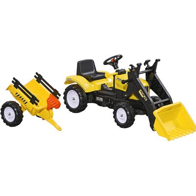 Aosom Ride-On Bulldozer/Excavator Toy for Kids, Real Working Dirt Bucket, Easy Pedal Controls, 6 Wheels & Cargo Trailer Aosom.com Aosom Ride-On Bulldozer/Excavator Toy for Kids, Real Working Dirt Bucket, Easy Pedal Controls, 6 Wheels & Cargo Trailer Aosom.com