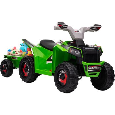 Aosom Green Battery Operated Kids Car 6V with Trailer for Ages 18-36 Months Forward Backward Wear-Resistant Wheels Aosom.com Aosom Green Battery Operated Kids Car 6V with Trailer for Ages 18-36 Months Forward Backward Wear-Resistant Wheels Aosom.com