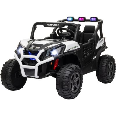 Qaba 2 Seater 24V Kids Electric Car w/ Remote Control, 3 Speed, LED Lights, Music, Horn, Spring Suspension, Slow Start, White Aosom.com Qaba 2 Seater 24V Kids Electric Car w/ Remote Control, 3 Speed, LED Lights, Music, Horn, Spring Suspension, Slow Start, White Aosom.com